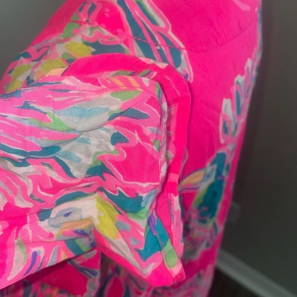 Lilly Pulitzer Oasis Tunic Dragonfruit Toucan Can Swim Beach Cover Up Pink XS - Picture 4 of 6